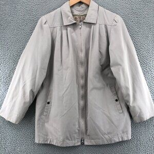 London Fog Coat Womens 12 Ivory Weathergear Zip Up Insulated Outerwear Pleated*